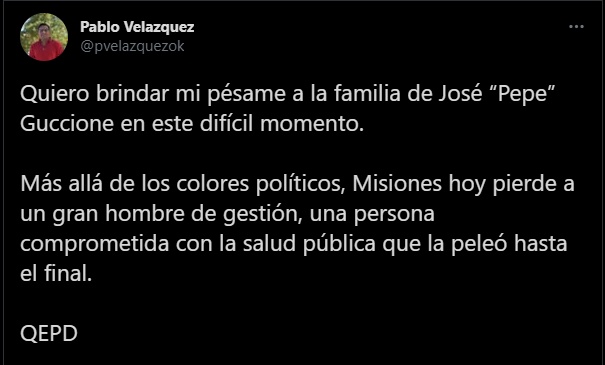 La cúpula política de Misiones y Nación despidió con gran pesar a Pepe Guccione, para muchos un referente en la Salud Pública de Argentina
